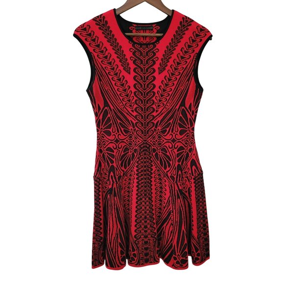 Revolve RVN Geometric Jacquard Sheath Mini Dress Womens Size L Stretchy Bodycon - Picture 1 of 7